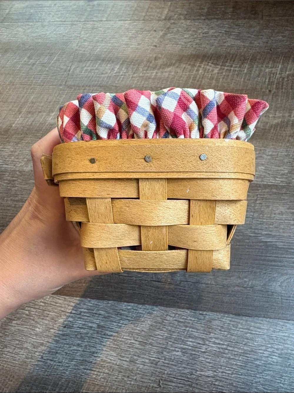 Longaberger Rectangular Basket 2004 Plaid Insert & Protector 11.5”